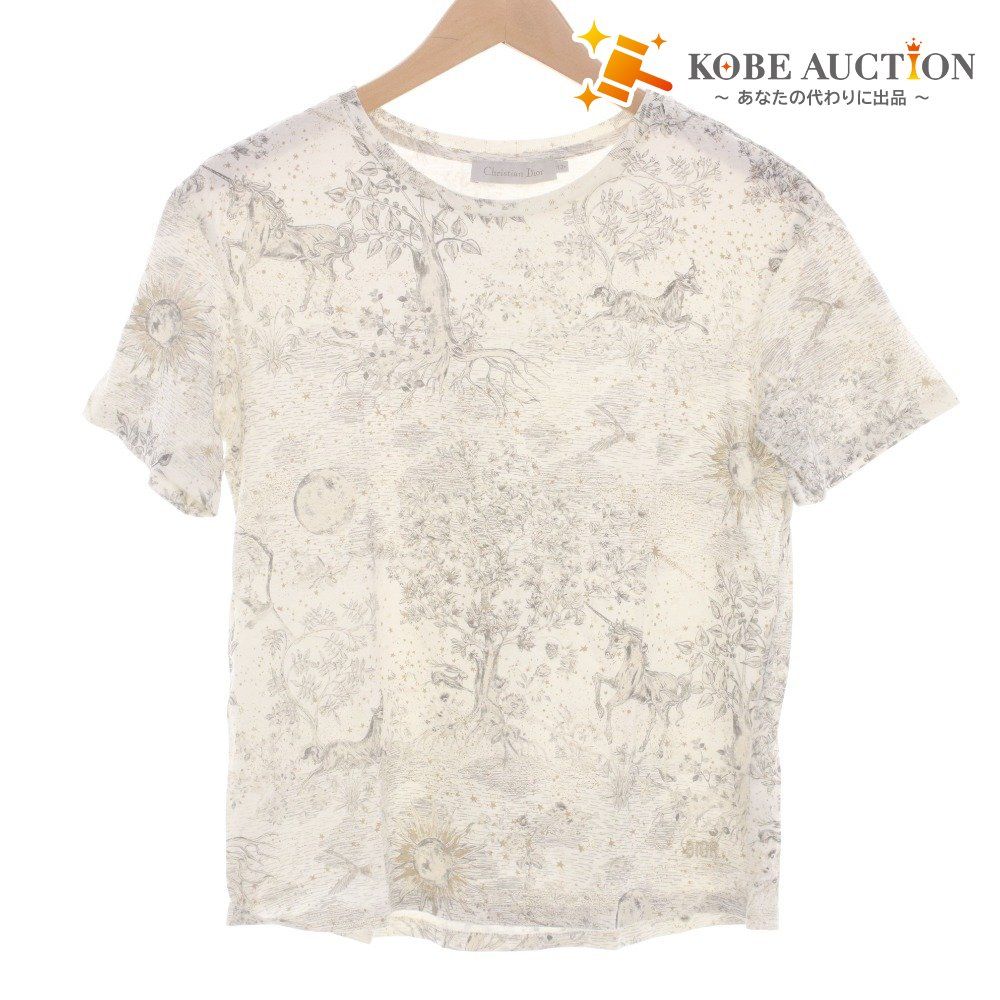 ■ クリスチャンディオール Tシャツ カットソー 半袖 トップス 総柄 ユニコーン キッズ ジュニア 12+(150cm相当) グレー ホワイト系