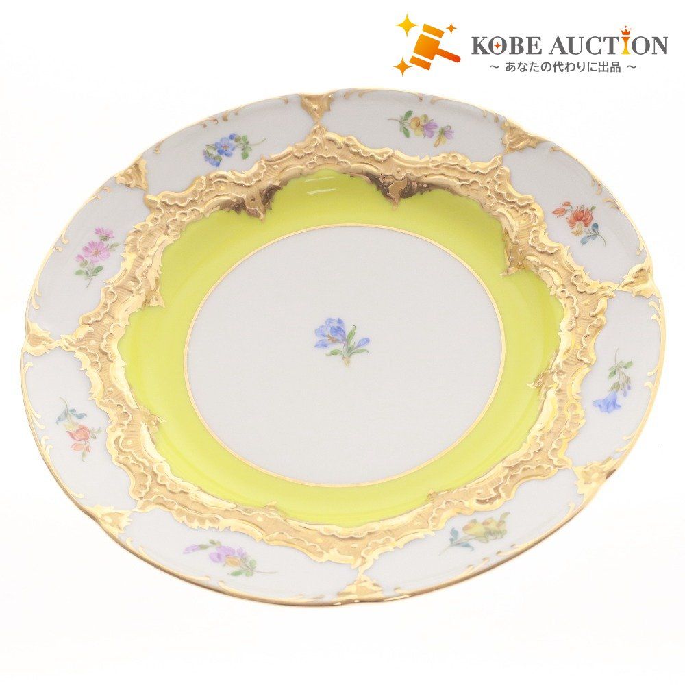 ■ Meissen マイセン プレート Bフォーム 金彩 花柄 一級品 ホワイト ゴールド 箱付き