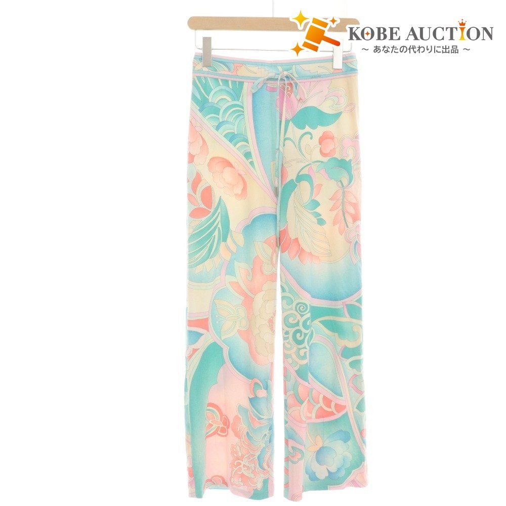 ■ レオナールファッション LEONARD FASHION パンツ ボトムス 花 蝶 ストレッチ レディース38(M相当）マルチカラー 未使用 タグ付き