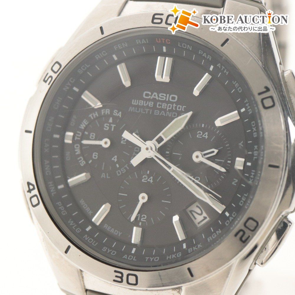 ■ CASIO カシオ 腕時計 5174*JA WVQ-M410 wave ceptor ソーラー 電波 メンズ シルバー 箱/付属品付き 動作確認済み