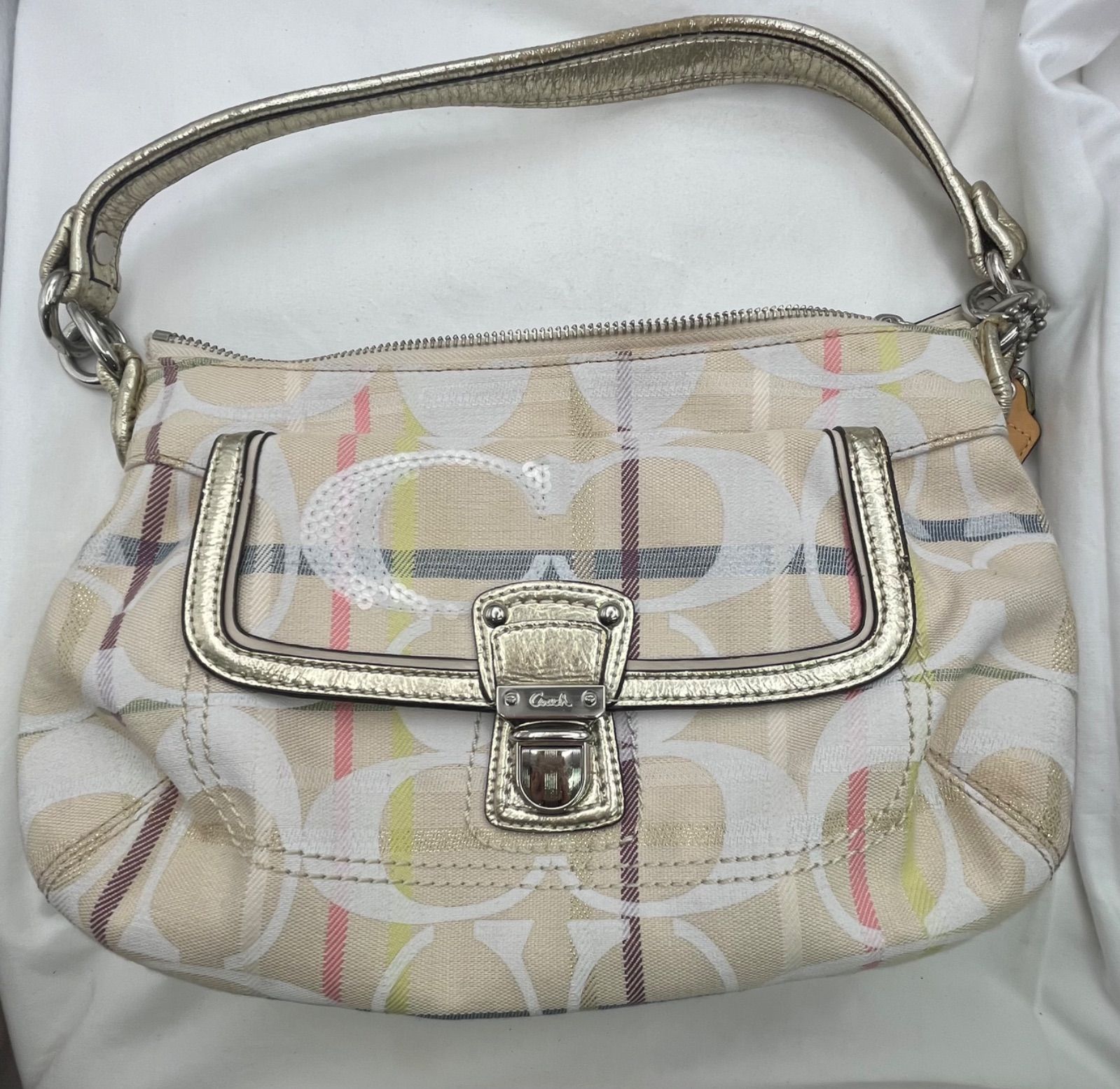 ▽COACH　コーチ　シグネチャーワンショルダーバック　19870　シミあり　10957
