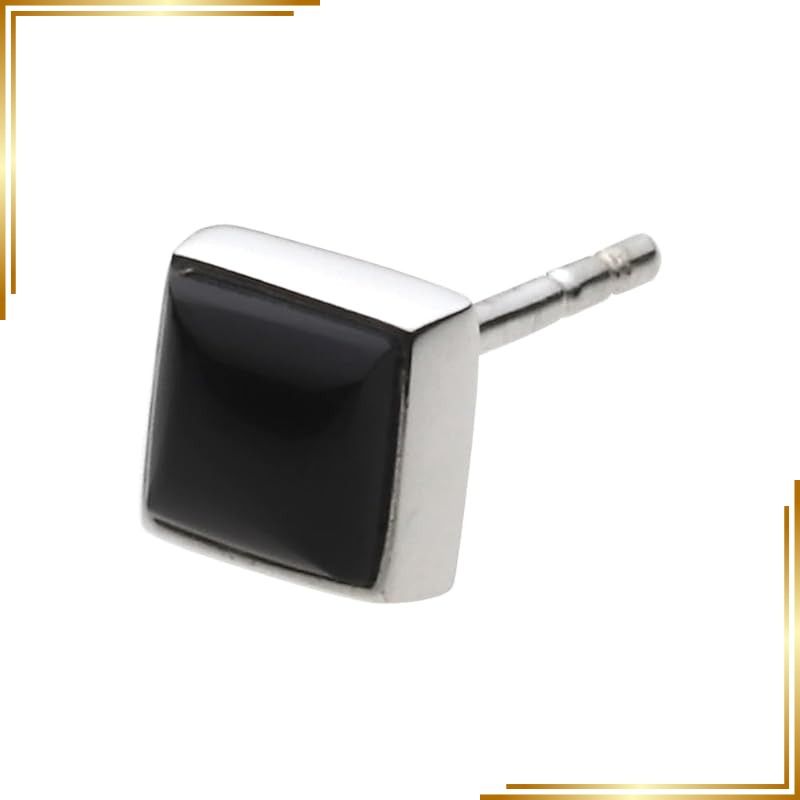 【新品】 [セノーテ]スクエア ストーン ピアス オニキス【シルバー925 シルバーアクセサリー】e0545 0