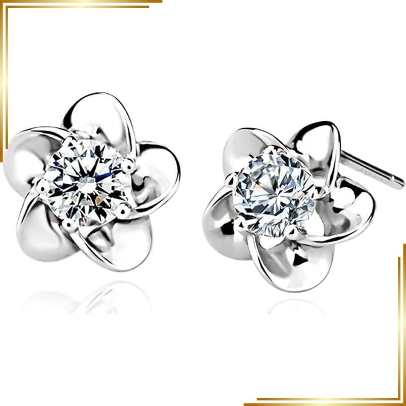 【新品】 [グラムジュエリー] フラワー 花 ピアス レディース 豪華 一粒 クリスマスプレゼント 女性 彼女 妻 プラチナ仕上げ シルバー925 金属アレルギー対応 1