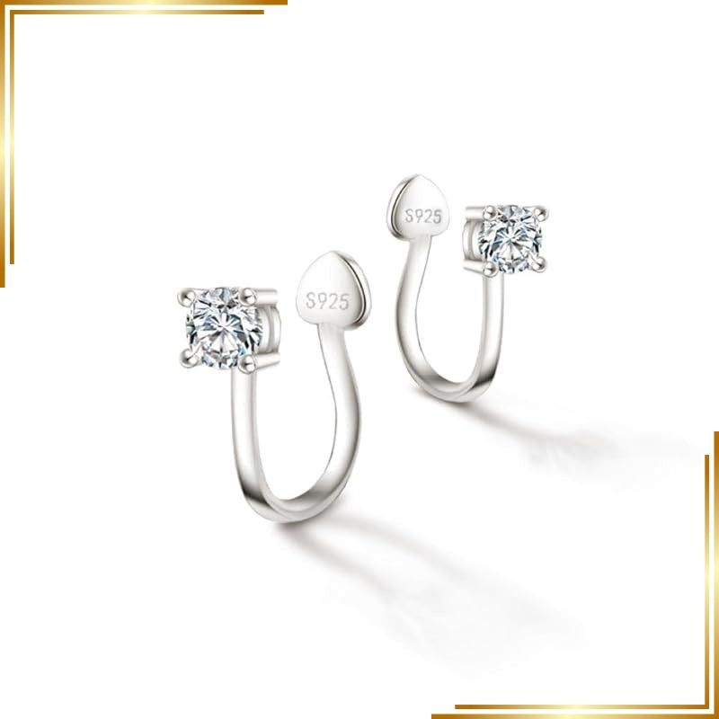 【新品】 [Gift from New York] イヤリング レディース ノンホールピアス イヤーカフ 一粒 4mm プラチナ 加工 シルバー925 金属アレルギー対応 誕生日プレゼント 女性 0