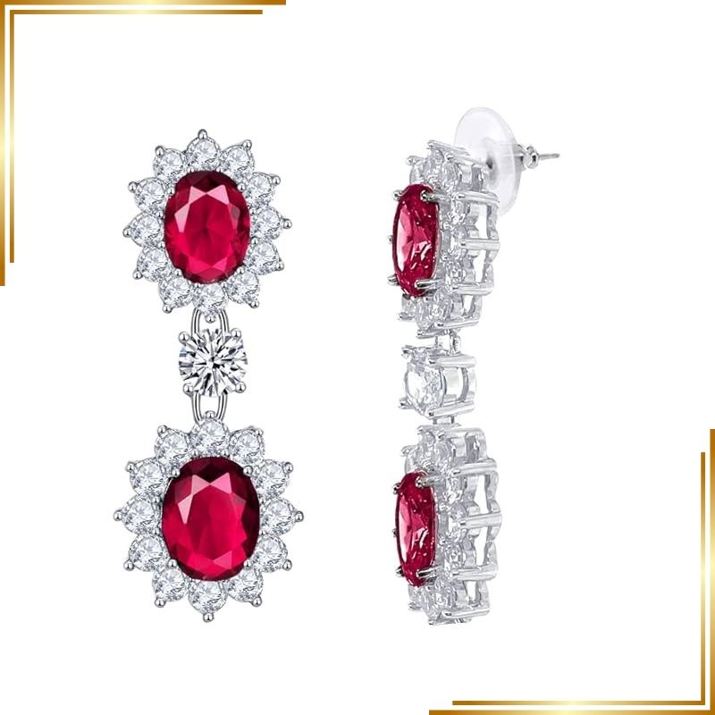 【新品】 LAVINA ダングルピアス ロイヤル レディース イヤリング クリアCZ (レッド＿スモール) 1