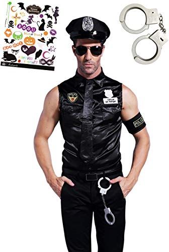 ☆新品☆Madrugada ワイルドポリスメン 警察官 コスプレ 警官 コスチューム ハロウィン タトゥーシール付き 2点セット メンズ フリーサイズ S513 2f6ed8d2