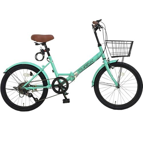 ☆新品☆折りたたみ自転車 20インチ 軽量 折り畳み自転車 6段変速 高炭素鋼フレーム 前カゴ付き 折り畳み式 通勤 通学 シティサイクル 31caf9cf