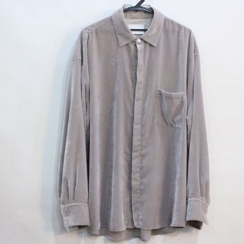 stein / シュタイン 21SS OVERSIZED DOWN PAT VELVET SHIRT ベルベット生地 ベロア グレー系 メンズ Sサイズ MADE IN JAPAN 日本製 USED