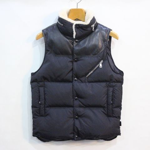 MONCLER / モンクレール AVORD GILET アヴォード ジレ ダウンベスト メンズ サイズ0 ムートン レザー切り替え used