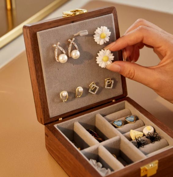 小物入れ アクセサリーボックス ジュエリーボックス 仕切り付き 取り外し可能 ウッドカラー
