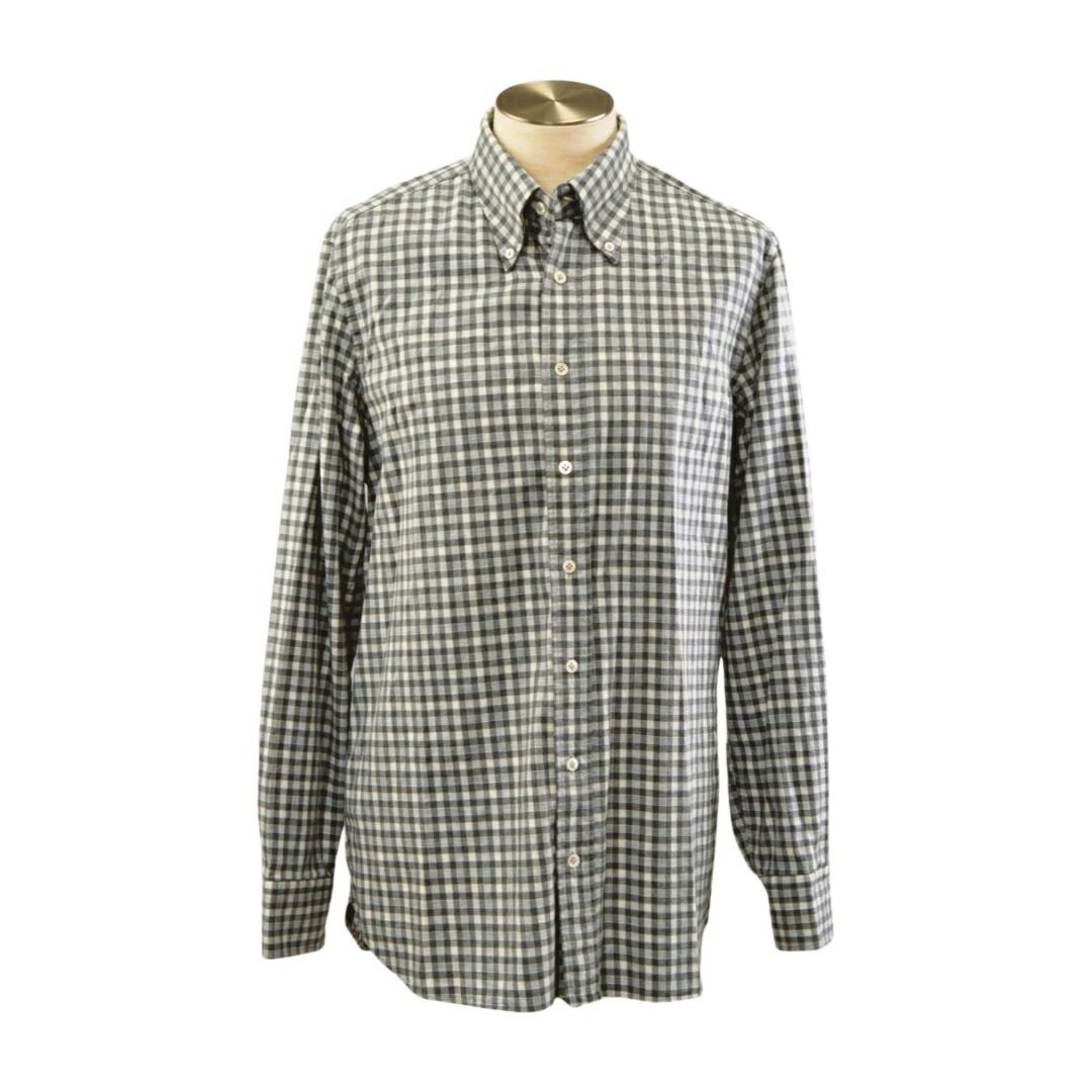 ラルディーニ LARDINI シャツ ブラウス チェック JNBERTO 長袖 コットン 40(15 3/4)サイズ グレー メンズ F-M13912