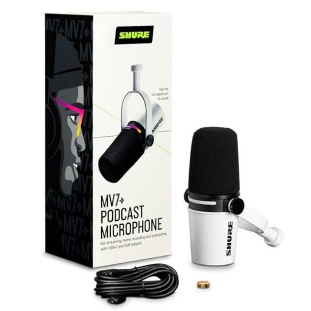 《在庫即納可能》ポッドキャスト USB-C XLR カーディオイド ダイナミック マイク SHURE シュアー MV7+-W-J (ホワイトカラー) 《国内正規品 2年保証》