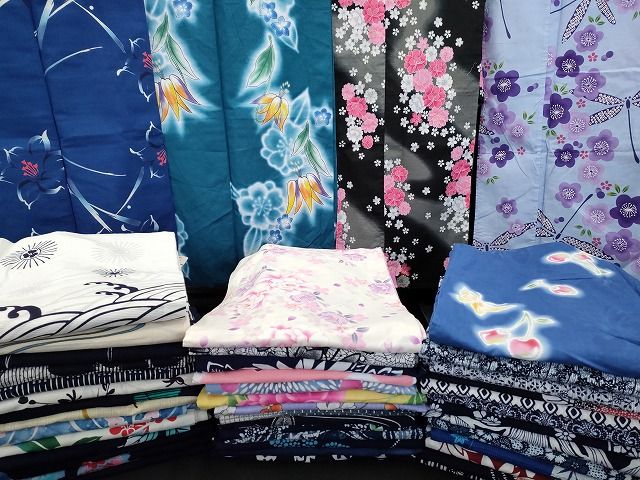 平和屋本店■浴衣 まとめて 45点 蝶 蜻蛉 花柄 さくらんぼ 綿紅梅 綿絽 など 着用可能多数 未使用品あり ppp3765