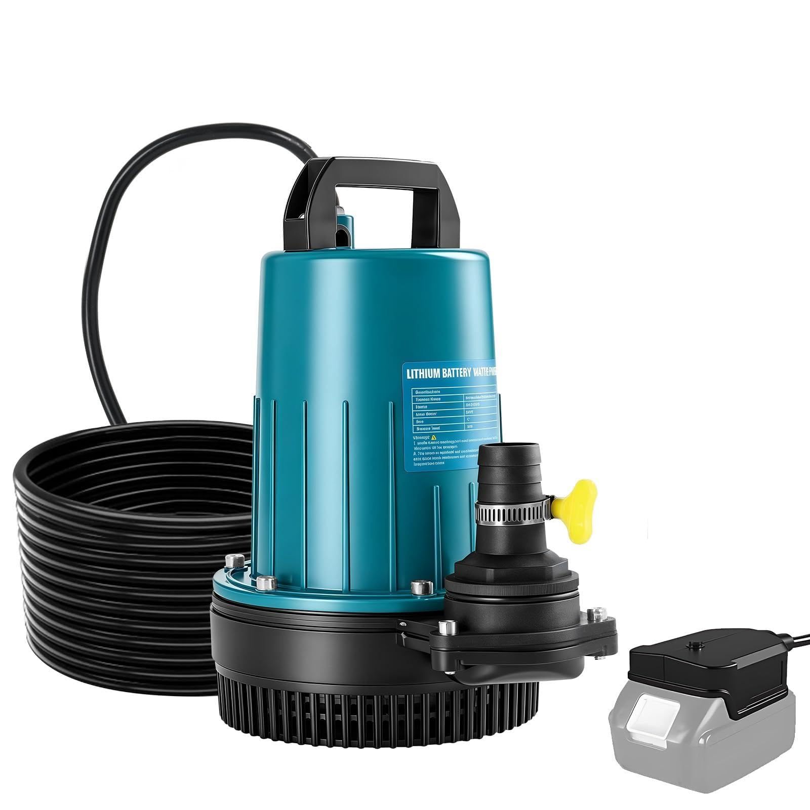 水中ポンプ 排水ポンプ 循環ポンプ 充電式 底部入水式 ブラシレス 550W 吐出量 6000L/H 最大揚程12m 静音設計 ハンドル付き 小型 軽量 コンパクト ウォーターポンプ 水耕栽培 給水 灌漑 散水 水族館 池水 お風呂 プール 765068c9