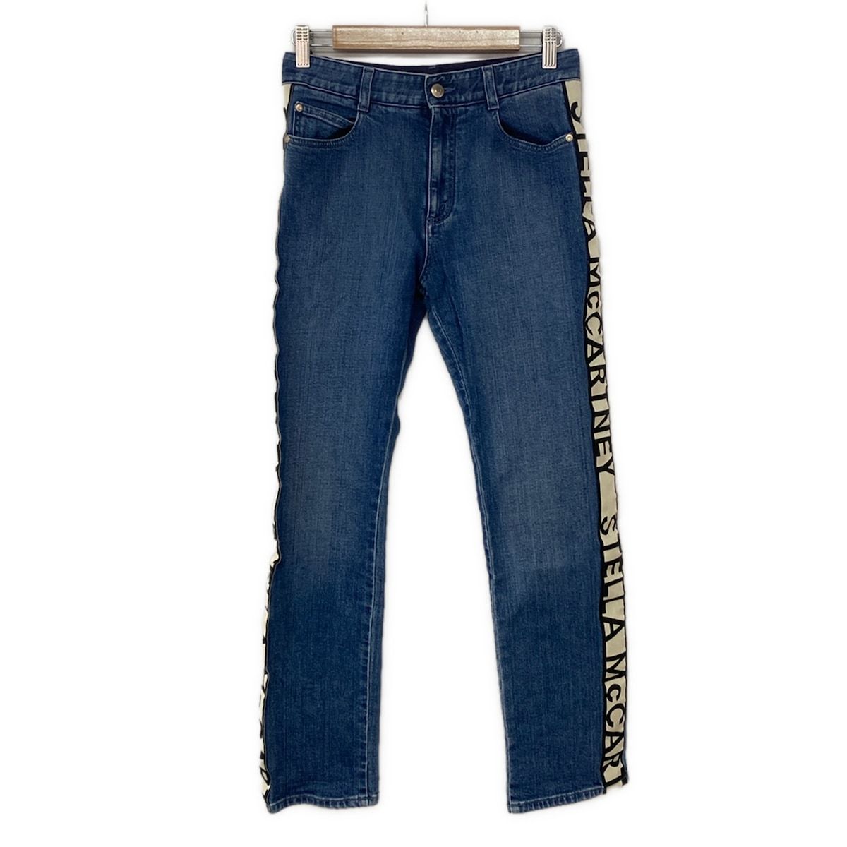 stellamccartney(ステラマッカートニー) ジーンズ サイズ26 S レディース美品 - ブルー×アイボリー×黒 フルレングス