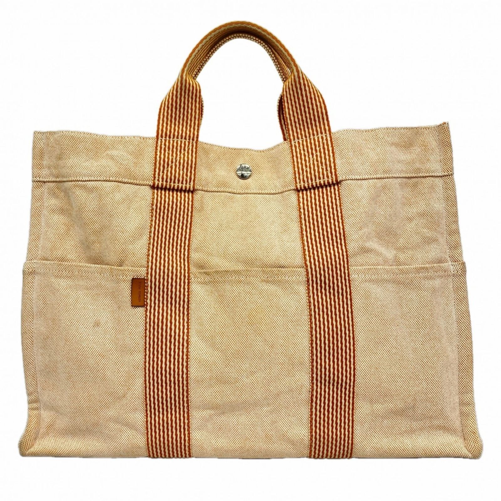 エルメス(Hermes) エルメス トートバッグ ニューフールトゥMM キャンバス オレンジ メンズ レディース P2824986