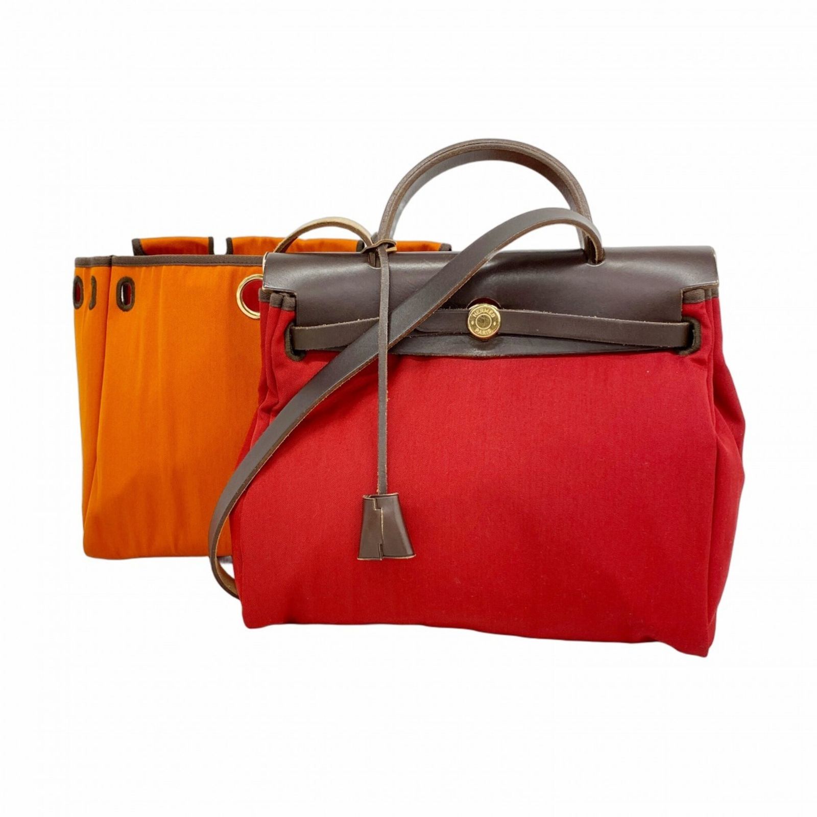 エルメス(Hermes) エルメス ハンドバッグ エールバック トワルオフィシエ ブラウン □G刻印レディース P2820361