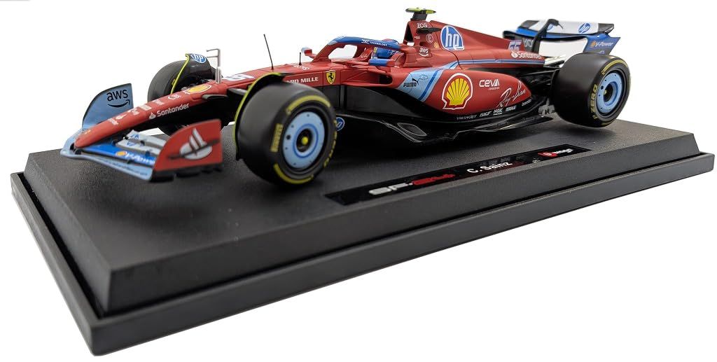 新品 京商 (Kyosho) BURAGO 1/18 フェラーリ SF-24 マイアミGP 2024 No.55 C.サインツ Jr. ドライバー付 完成品 18-16815SMIA