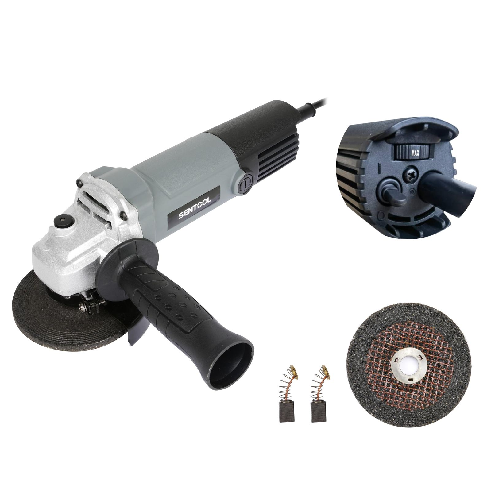 SENTOOL 変速ディスクグラインダー 100mm コード式 無段変速 7段階 1台で5役 AC100V 600W オフセット砥石(研削用）2枚付属 穴径15mm ベビーサンダー 研磨工具 アングルグラインダー TDG100V (7段階変速 2709cb68