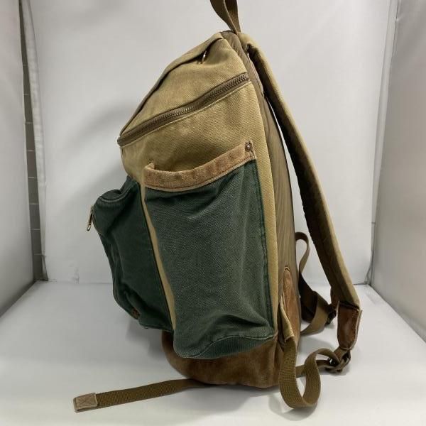 中古】TWOPEACE キャンバスバックパック ベージュ×グリーン ツーピース 