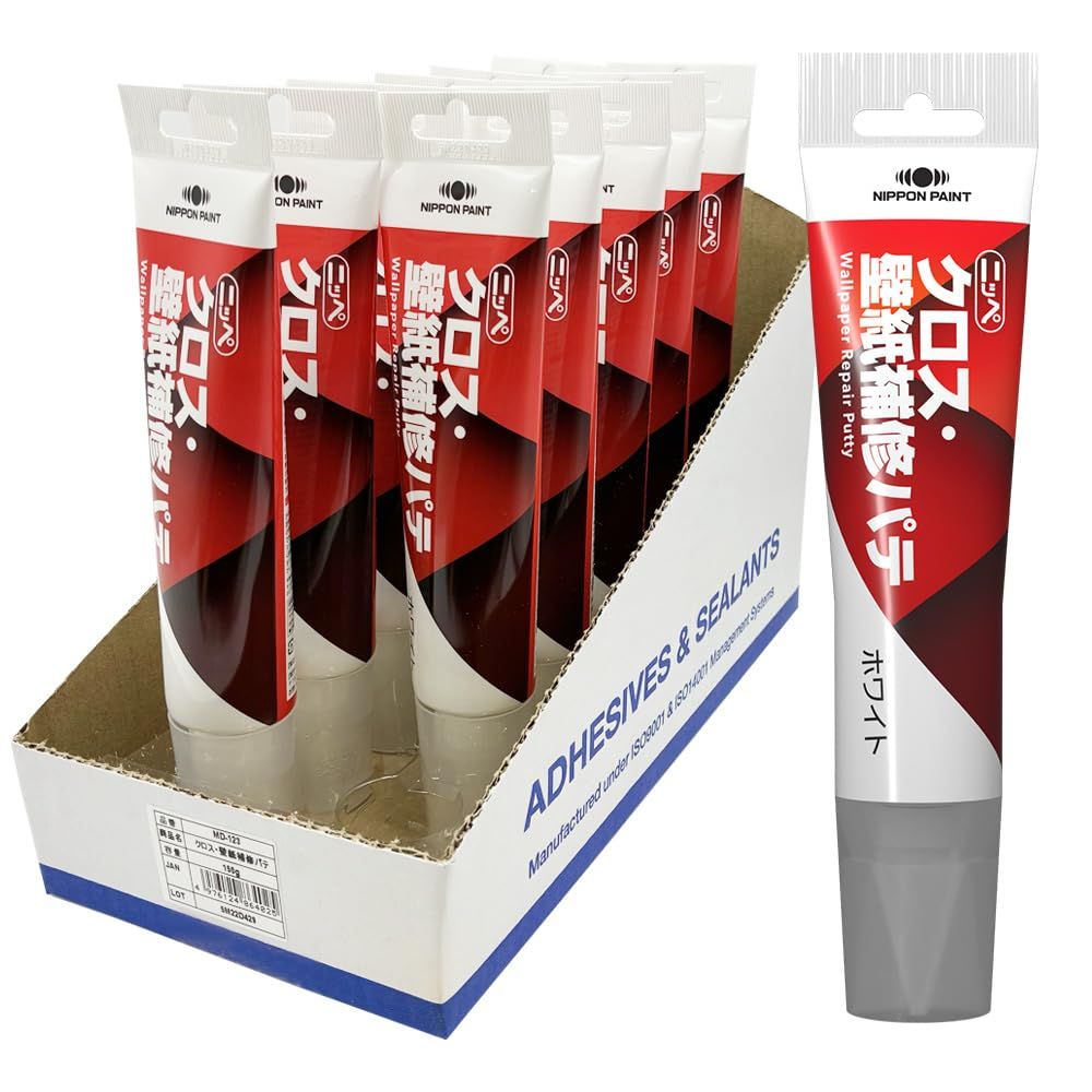 新品 【12本セット】ニッペ(Nippe) クロス・壁紙補修パテ ホワイト チューブタイプ 150g ビニールクロス・内装ボード対応