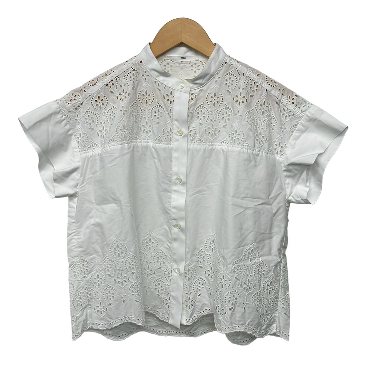 TICCA(ティッカ) 半袖シャツブラウス サイズF レディース美品 - 白 カットワークレース