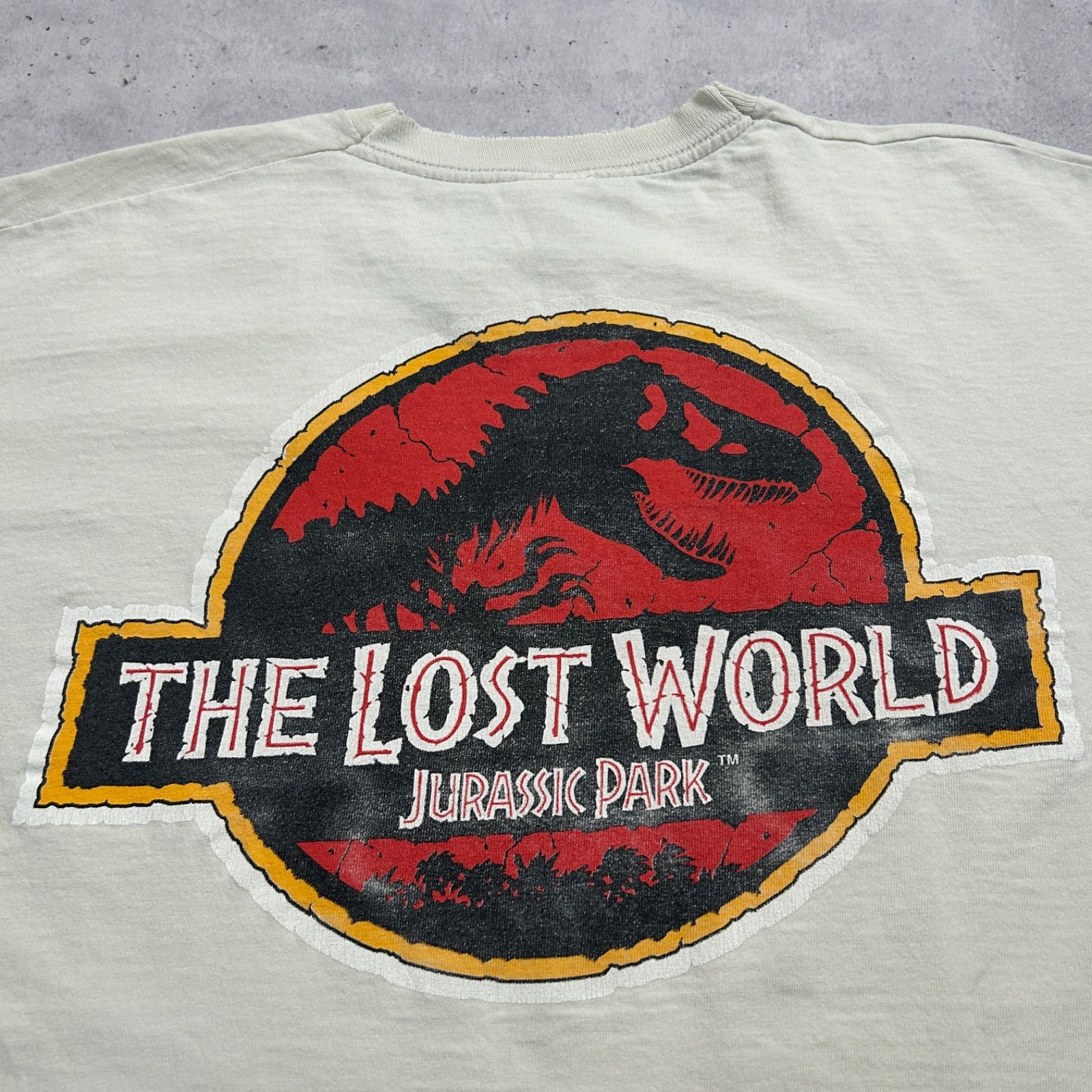 90s ロストワールド ジュラシックパーク メルセデスベンツ ムービーT 企業 コラボ アド物 ヴィンテージTシャツ ボロ 袖裾シングルステッチ ビッグサイズ XL