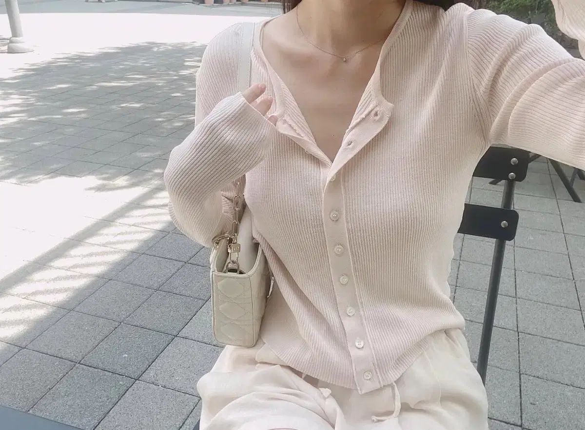 Uソップ ソフィカーディガン グレーブルー