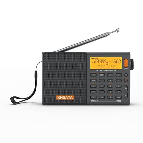 XHDATA D-808 ポータブルラジオ FM AM SW LW ワイドFM エアバンド SSB BCL DSP RDS 短波ラジオ ポケットラジオ 防災 高感度 小型 電池式 充電式 スリープ機能付き 目覚まし時計 日本語説明書付き db234556