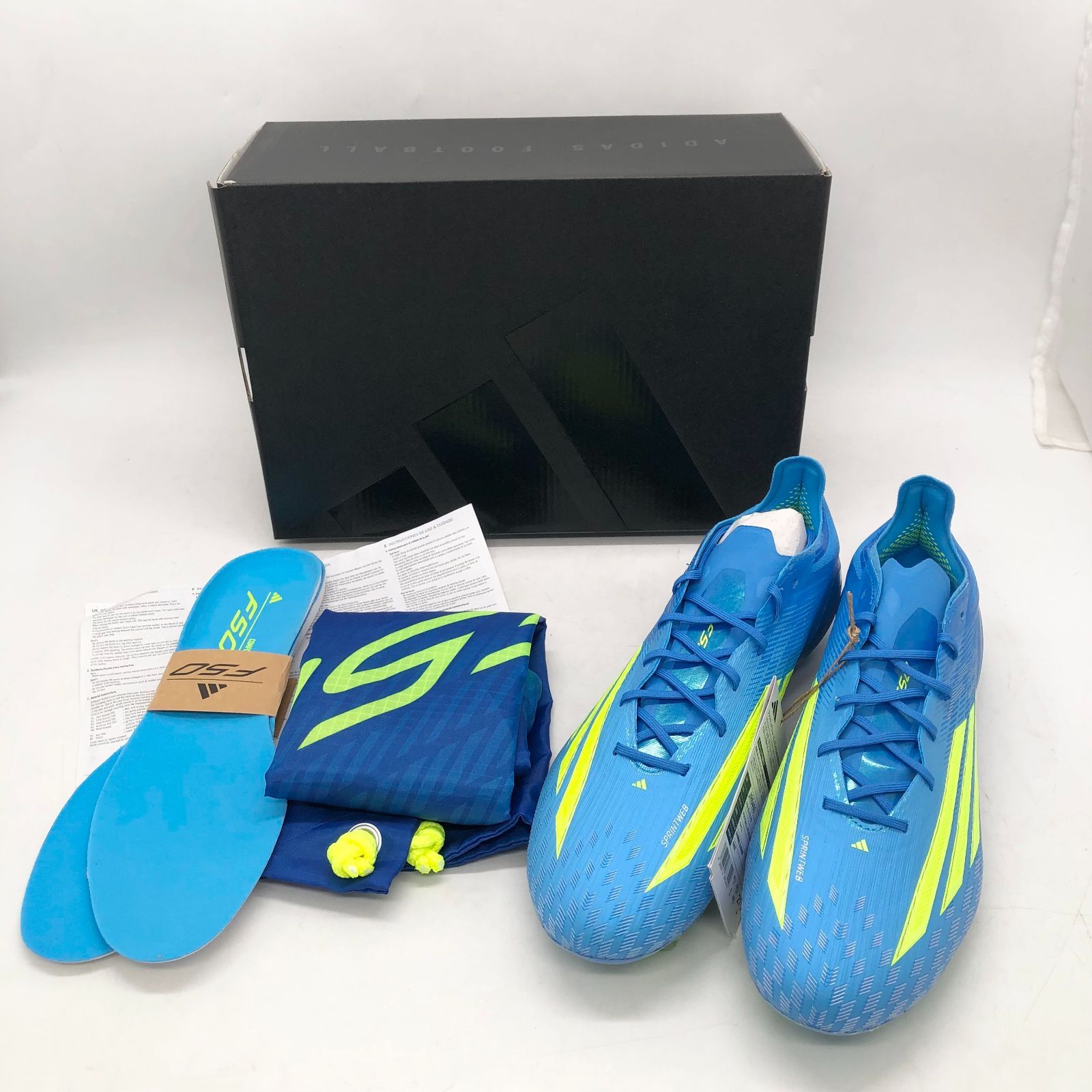 ◎S022【未使用】アディダス F50 ELITE FD 27.0㎝ JR6450 スパイク ブルー×イエロー 付属品完備 (ma)