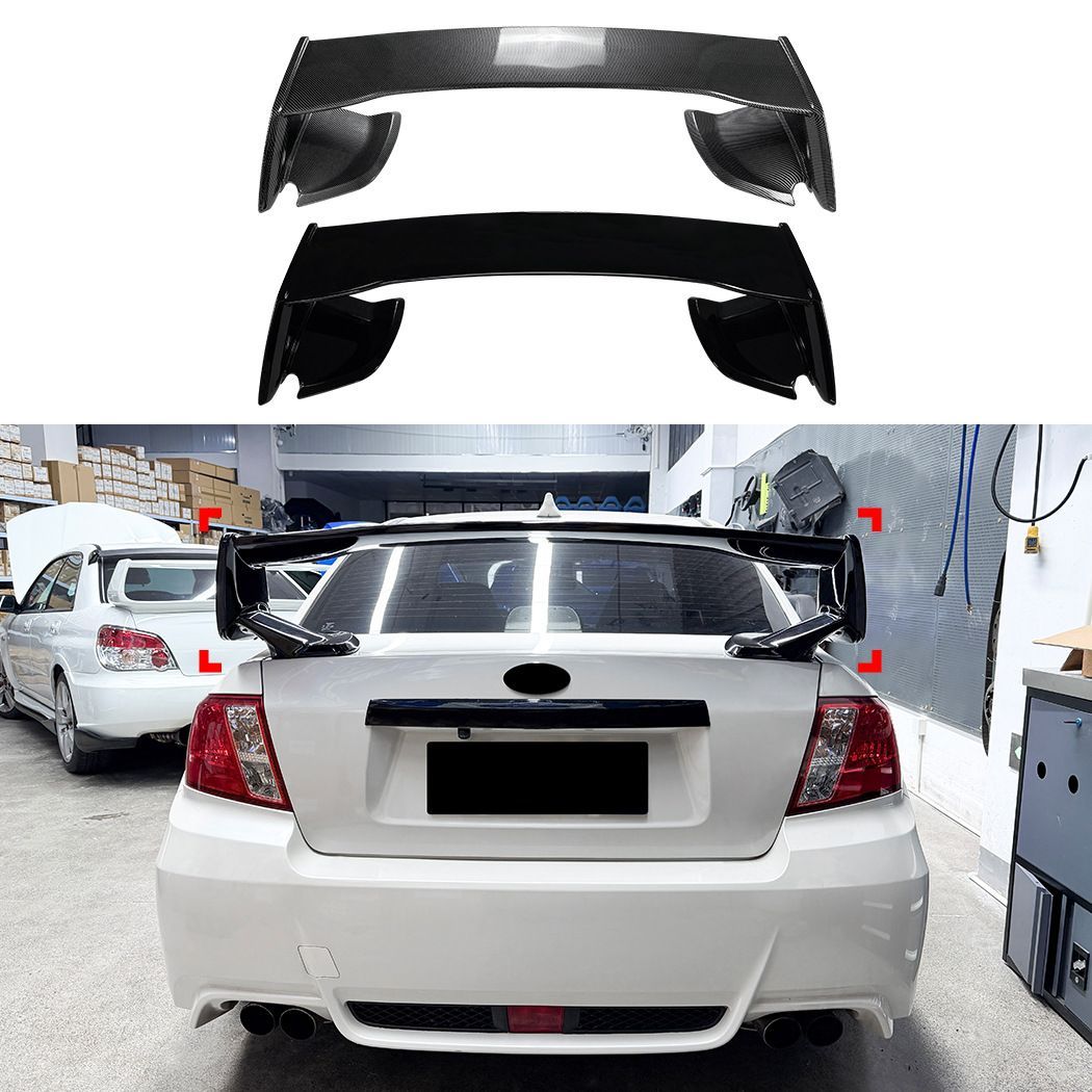 Subaru Impreza WRX STI (スバル・インプレッサ WRX STI) 2008-2014専用 リアスポイラー 大型GTウイング ABS製カーボン調/ピアノブラック走行安定性向上ダウンフォース強化ドレスアップ効果抜群軽量高強度耐候性抜群送料無料