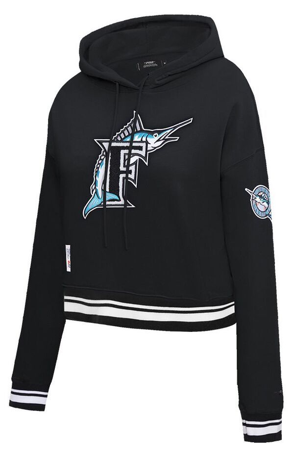 プロスタンダード レディース アウター パーカー・スウェット クロップド フリース Pro Standard Womens Miami Marlins Retro Cropped Fleece Hoodie Black ブラック