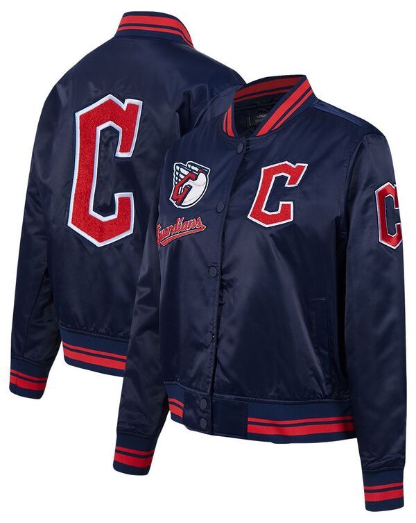 プロスタンダード レディース アウター ジャケット・ブルゾン サテン Pro Standard Womens Cleveland Guardians Retro Satin Jacket Navy ネイビー
