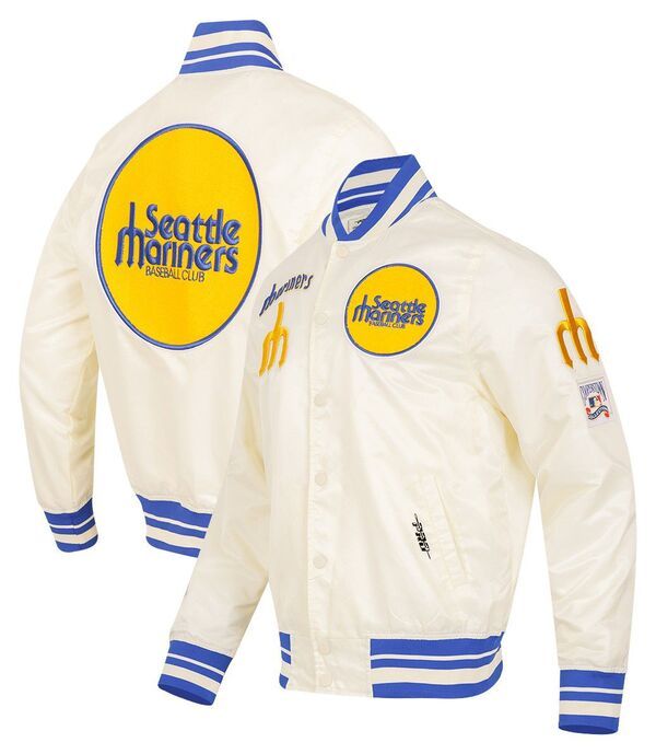 プロスタンダード メンズ アウター ジャケット・ブルゾン サテン Pro Standard Menseattle Mariners Retro Rib Satin Jacket Cream クリーム
