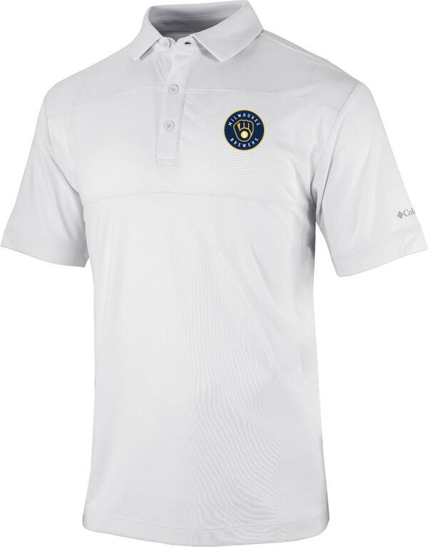 コロンビア メンズ トップス ポロシャツ Columbia Mens Milwaukee Brewers OmniWick Total Control Polo White ホワイト