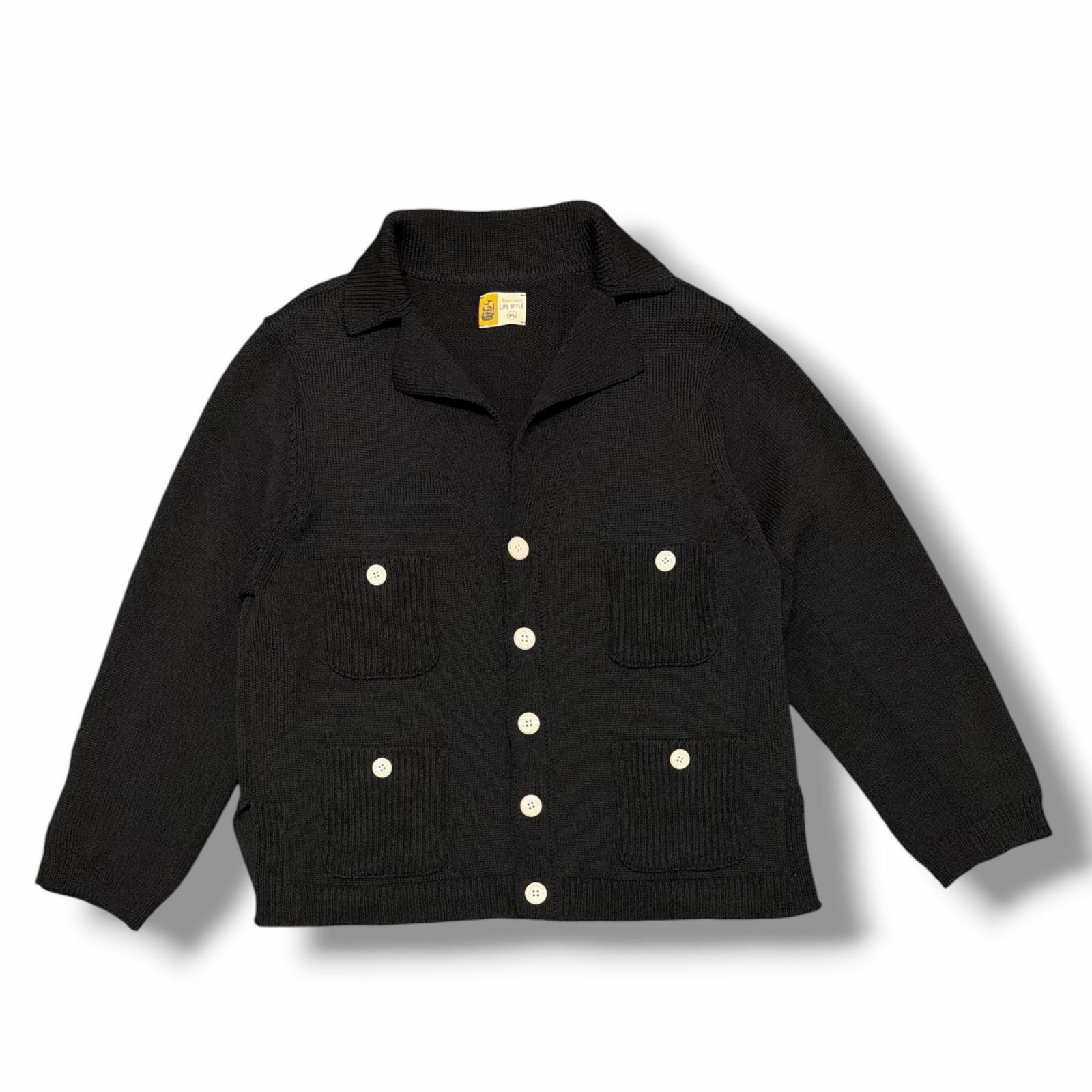 参考上代115500円 SAINT MICHAEL KNIT JACKET ニットジャケット セーター カーディガン セントマイケル SM-HR1-0000-075 ブラック XL （15249M）