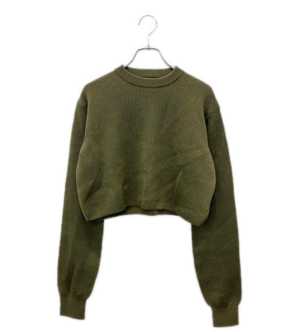オーラリー 長袖 フラット ヤーン リブ ニット ショート ピーオー A25SP05SY レディース SIZE 1 (S) AURALEE