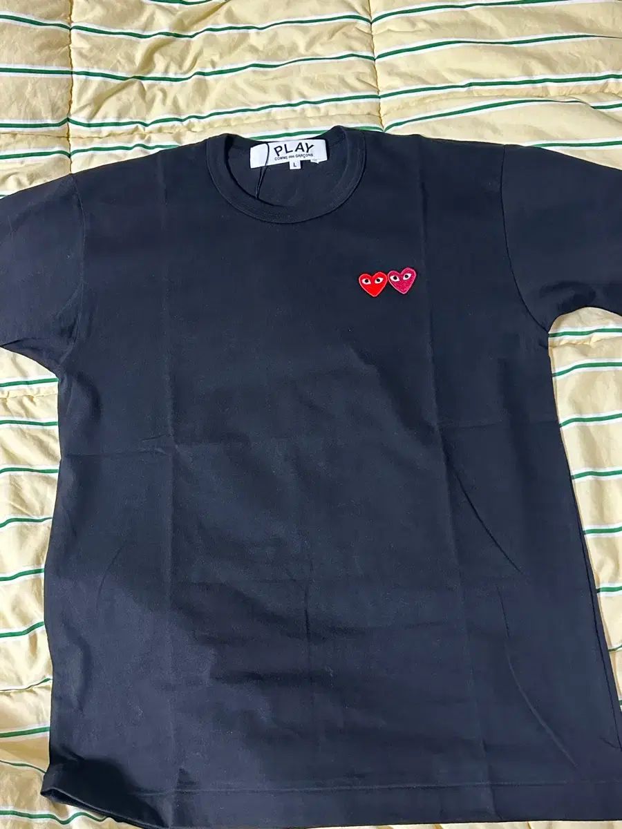 コム・デ・ギャルソン ダブルワッペン 黒 半袖Tシャツ