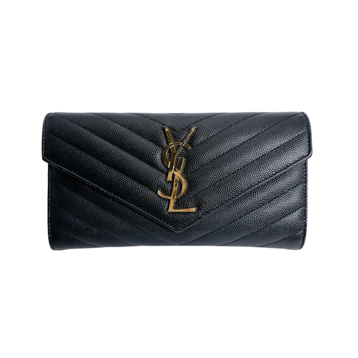 サンローラン カサンドラ 長財布 ボタン式 長財布 SAINT LAURENT ブラック