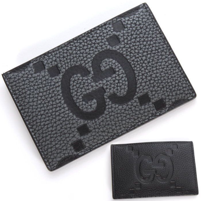 GUCCI グッチ ジャンボGG カードケース 812681 AABY0 ブラック/1000 グレー/1046 マキシGG グレインレザー カードホルダー 名刺入れ メンズ レディース ユニセックス【新品・本物】売れ筋