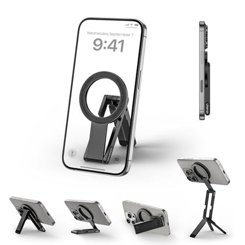 Ulanzi MA60 スマホ三脚 ミニ三脚 magsafeに対応 自撮り棒 スマホスタンド ミニ携帯スタンド 携帯リング スマホグリップ 薄型軽量 多機能角度調整可能 横置き/縦置き 折りたたみ式 両面マグネット式 アルミ製 持ち運び便利 a5bea0c2