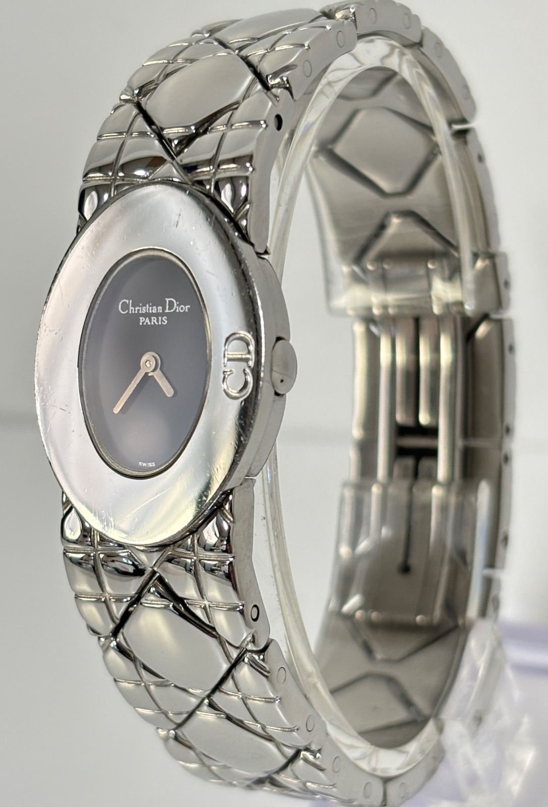 稼働品 Christian Dior CD 黒文字盤 Lady Dior D90-100 時計