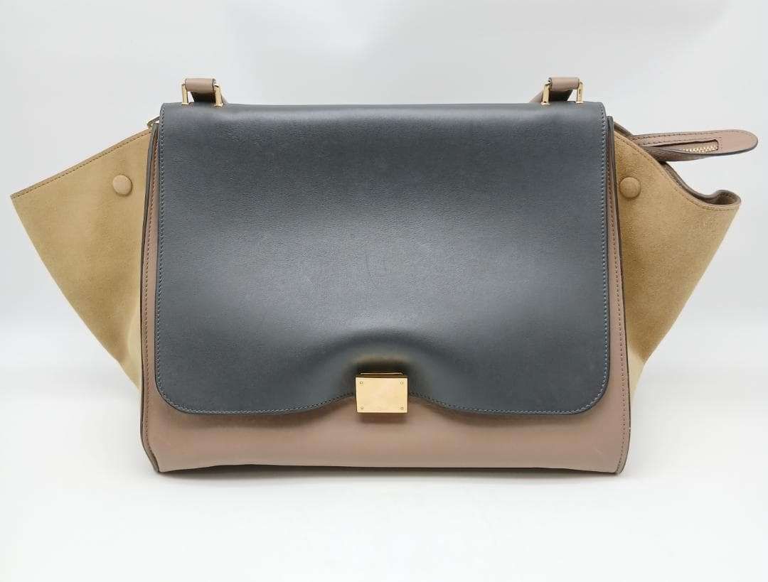 CELINE セリーヌ トラペーズ ハンドバッグ ベージュ×ブラック_Y
