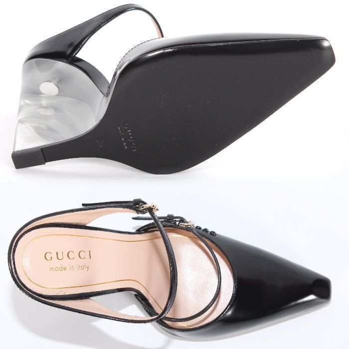 GUCCI グッチ ウェッジ ミュール ブラック 827856 CLG00 1000 アクリル