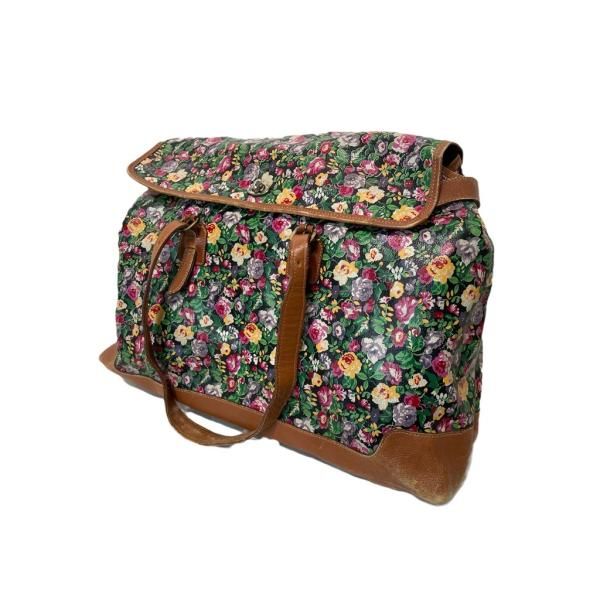 【中古】　KENZO　レザー　トートバッグ　花柄　古着　/1930