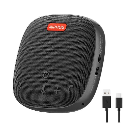 AIRHUGスピーカーフォンスピーカーマイク会議用Bluetooth対応USB-C接続360̊全方向集音エコーキャンセリング機能Web会議スピーカーオンライン会議テレワーク在宅勤務