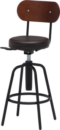 不二貿易(Fujiboeki)カウンタースツールバースツール幅32x奥行37x高さ83.5~94cmダークブラウンカウンターチェア背もたれ付合皮ガス昇降式15187
