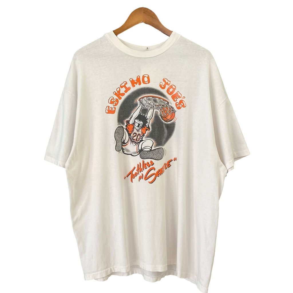 ・ 90s HANES ヘインズ made in usa アメリカ製ESKIMO JOE'S エスキモージョーズ 20周年 記念Tシャツ バスケ シアトル 白 サイズXXL No.S257