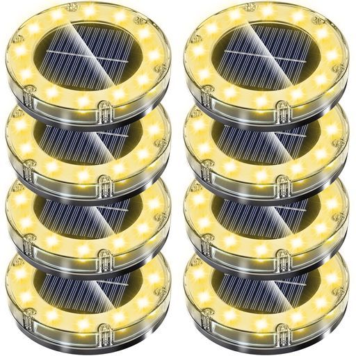NFESOLARLEDガーデンライトソーラーライト防水光センサーおしゃれ屋外庭ライトアップ外構エントランス置き型埋め込み式樹脂ブラック、クリア(8個セット)