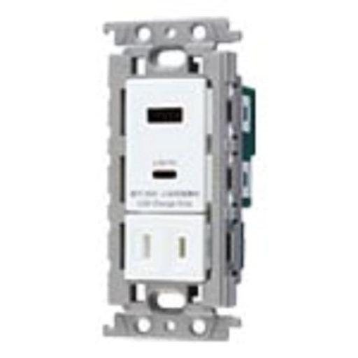 パナソニック(Panasonic)コスモシリーズワイド21埋込充電用USBコンセント2ポート18WUSB-A・C扉付コンセント付ホワイトWTF147740W